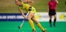 Fiona Boyce scores for the Hockeyroos in a practice game against England